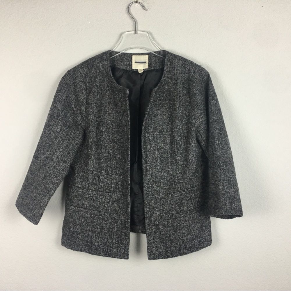 Silence + noise | Gray Tweed textured Open Blazer